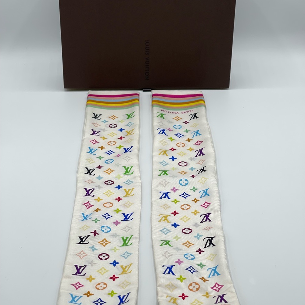 Louis Vuitton x Takashi Murakami Multicolor Y2K Bandeau Neckerchief Scarf Wrap - Picture 13 of 13